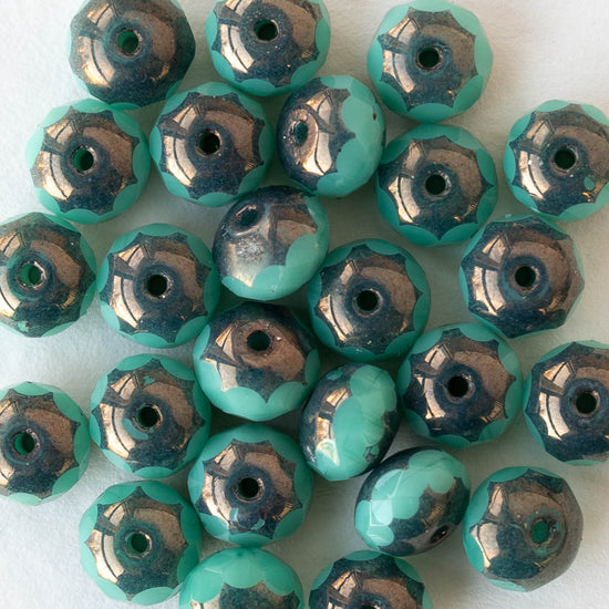 5x7mm Faceted Rondelle Beads - Opaque Seafoam Bronze - 25 beads