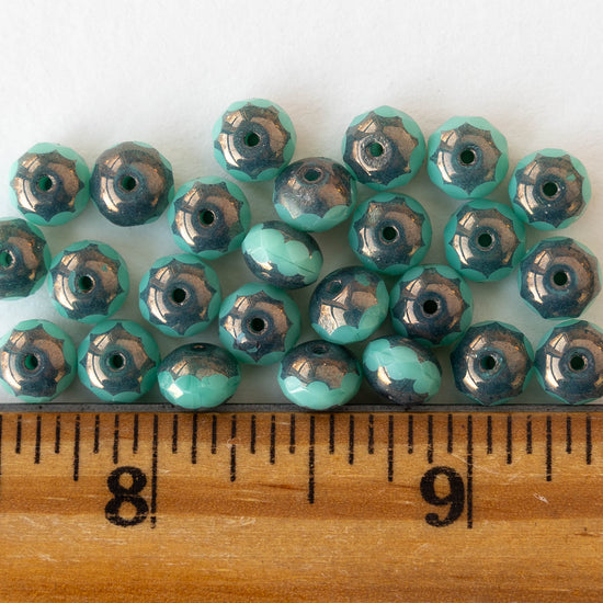 5x7mm Faceted Rondelle Beads - Opaque Seafoam Bronze - 25 beads