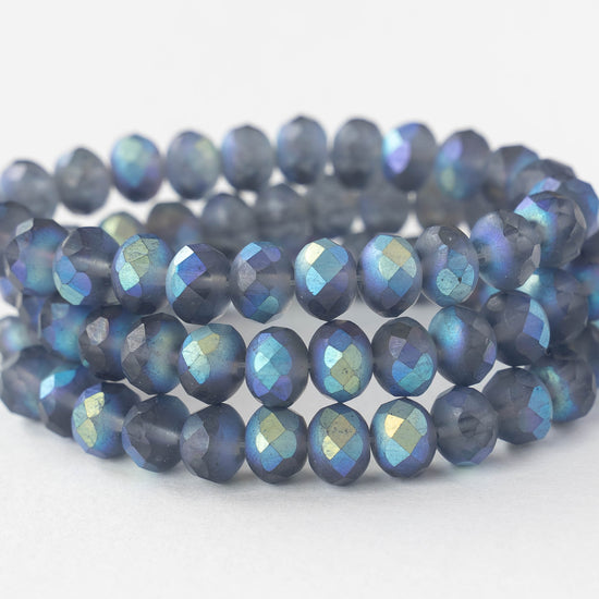 5x7mm Faceted Rondelle Beads - Slate AB Matte - 25 beads