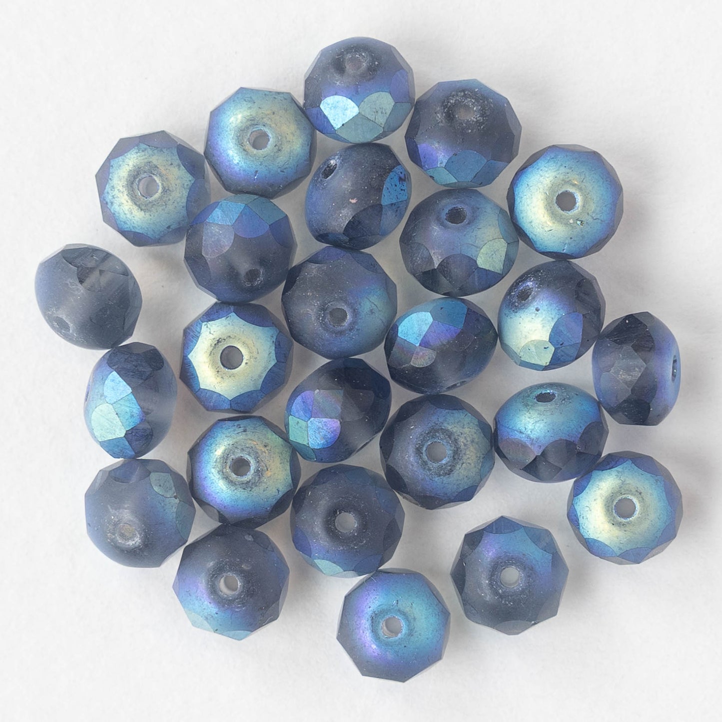 5x7mm Faceted Rondelle Beads - Slate AB Matte - 25 beads