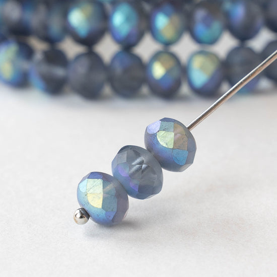 5x7mm Faceted Rondelle Beads - Slate AB Matte - 25 beads