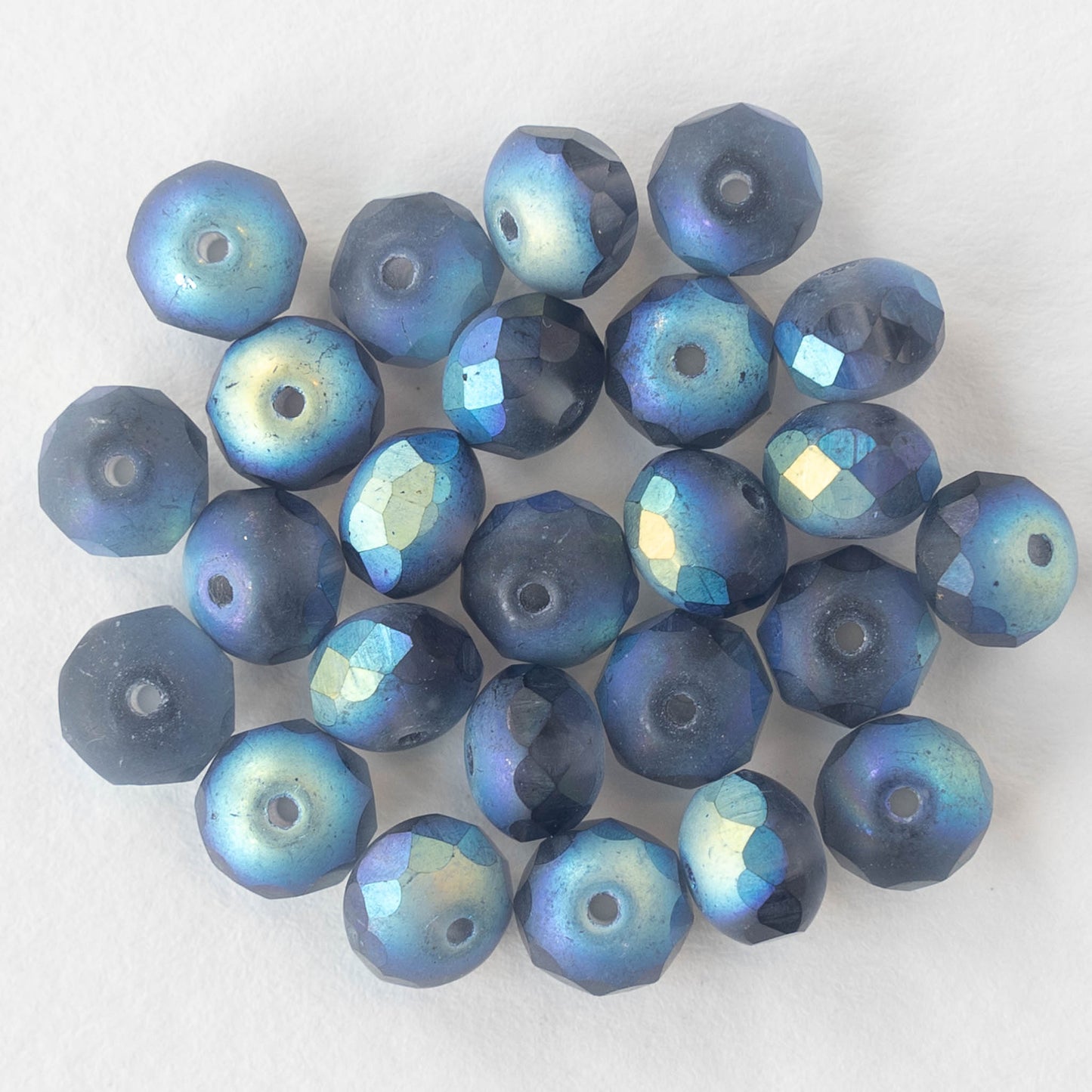 5x7mm Faceted Rondelle Beads - Matte Slate Blue AB - 25 beads