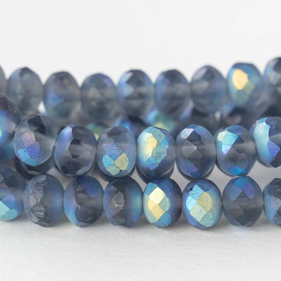 5x7mm Faceted Rondelle Beads - Matte Slate Blue AB - 25 beads