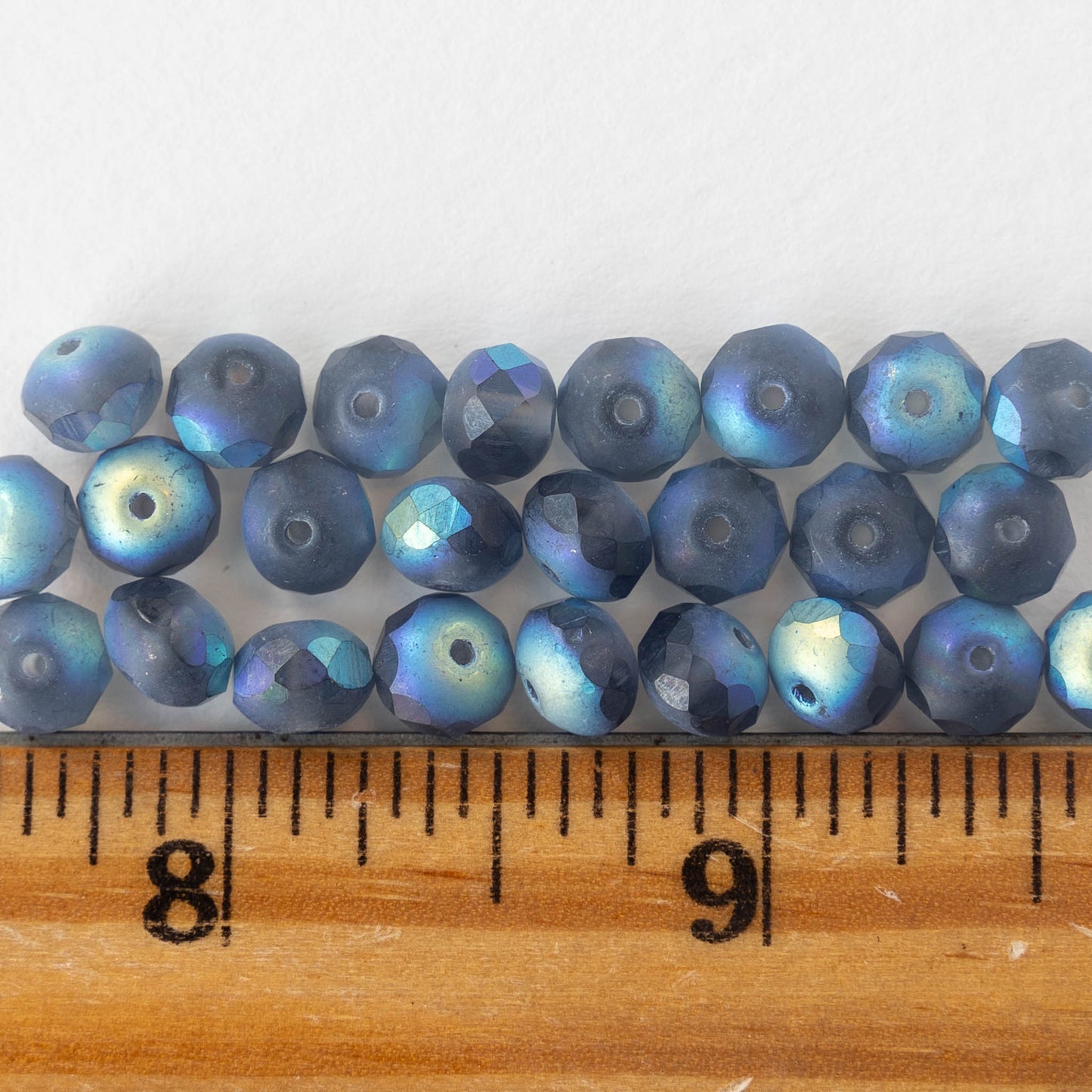 5x7mm Faceted Rondelle Beads - Matte Slate Blue AB - 25 beads