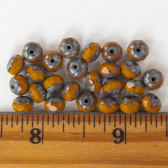 Load image into Gallery viewer, 5x7mm Rondelle Beads - Ochre Picasso - 25 beads
