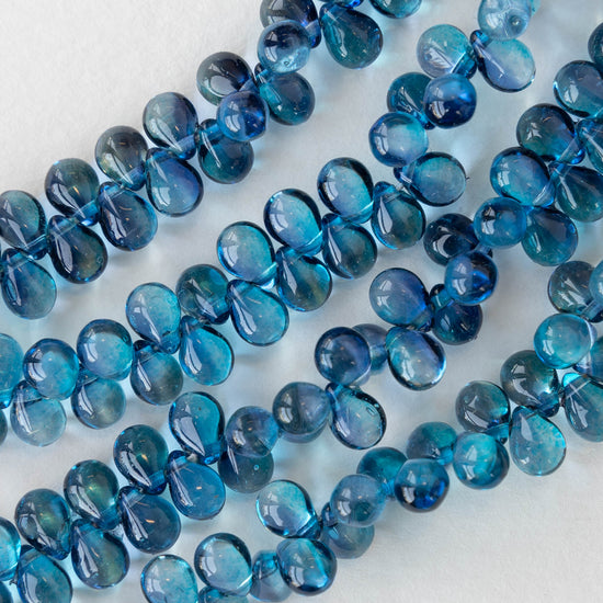 7x5mm Glass Teardrop Beads - Azure Blue - 75 Beads