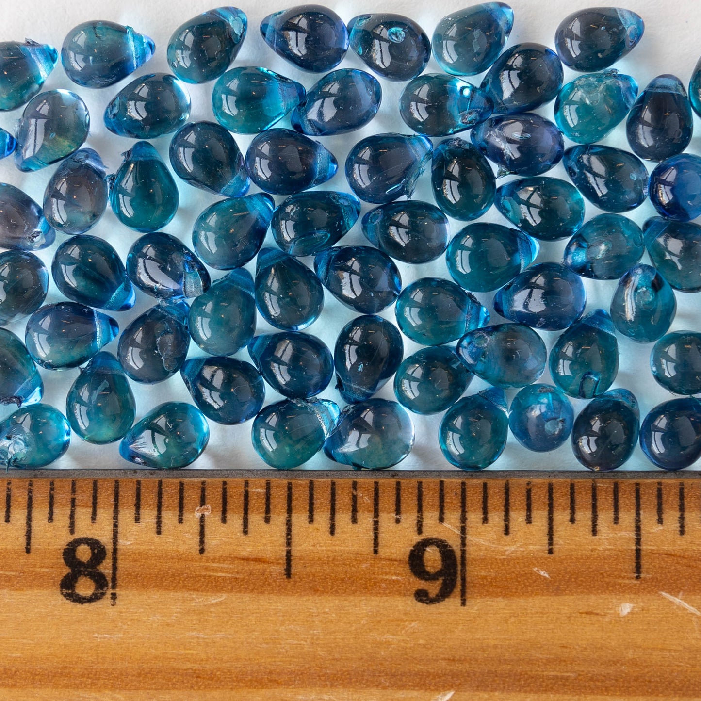 7x5mm Glass Teardrop Beads - Azure Blue - 75 Beads