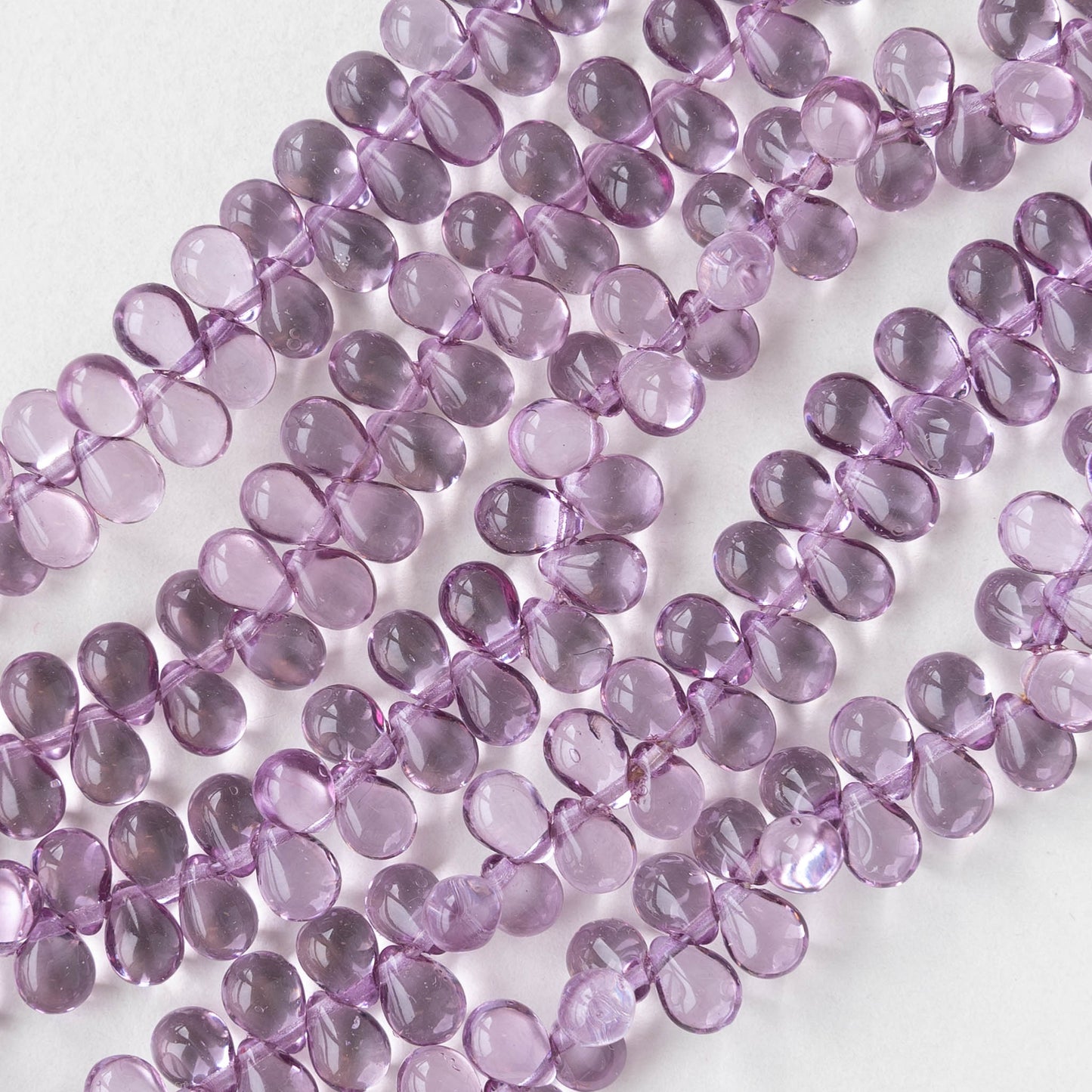 5x7mm Glass Teardrop Beads - Lavender - 75 Beads