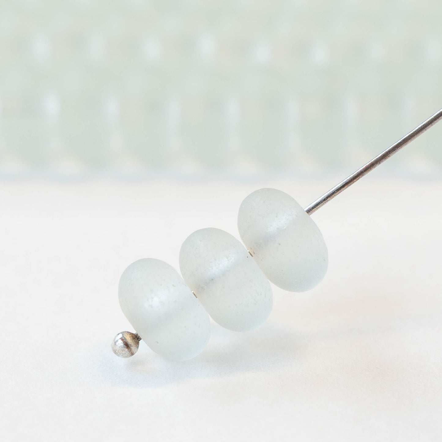 5x8mm Frosted Glass Rondelle - Light Coke - 8 inch strand - 35 beads