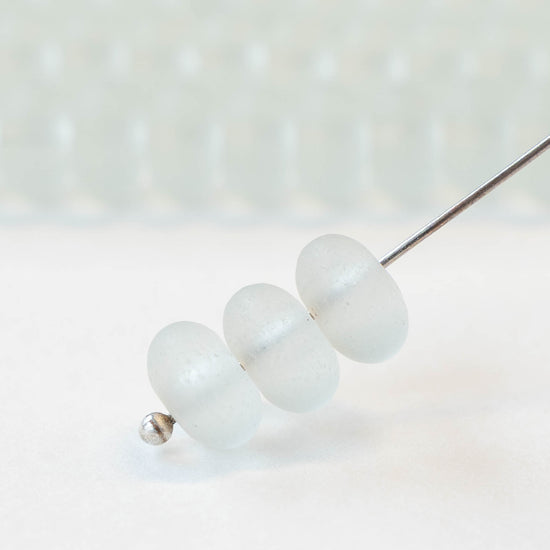 5x8mm Frosted Glass Rondelle - Light Coke - 8 inch strand - 35 beads