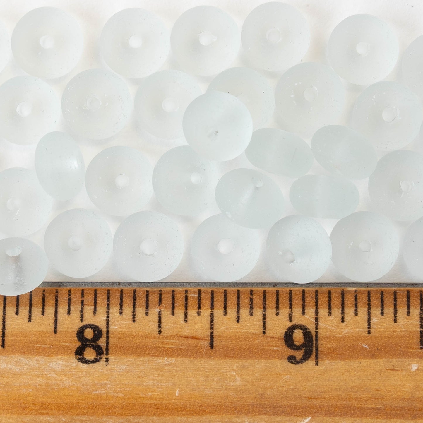 5x8mm Frosted Glass Rondelle - Light Coke - 8 inch strand - 35 beads