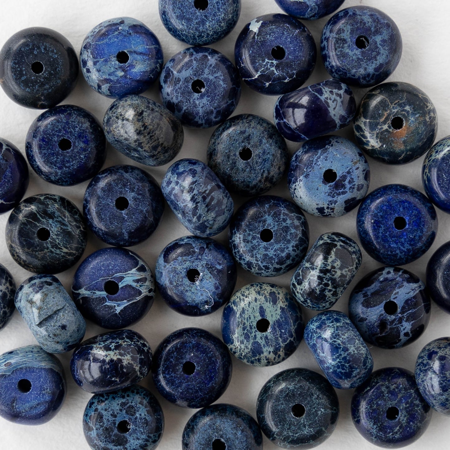 5x8mm Impression Jasper Rondelle Beads - Cobalt Blue - 20 Beads