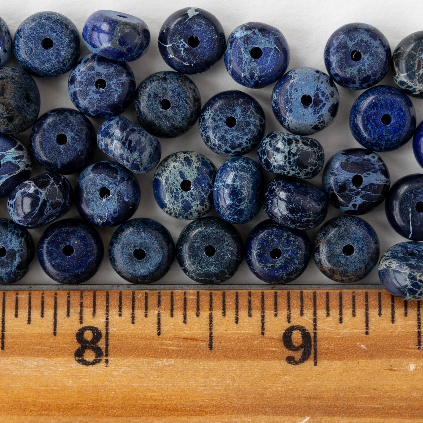 5x8mm Impression Jasper Rondelle Beads - Cobalt Blue - 20 Beads