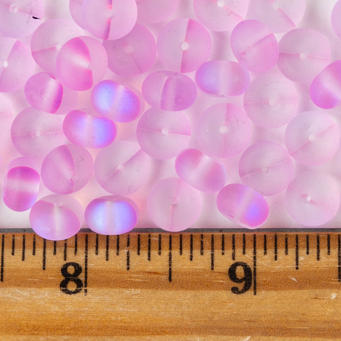 5x8mm Glass Rondelle Beads - Matte Magenta Mystic Aura - Whole or Half Strand