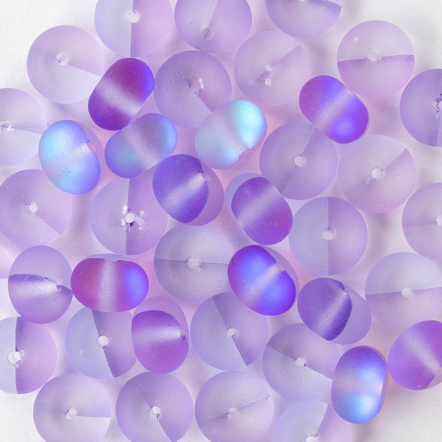 5x8mm Glass Rondelle Beads - Matte Purple Mystic Aura - Whole or Half Strand
