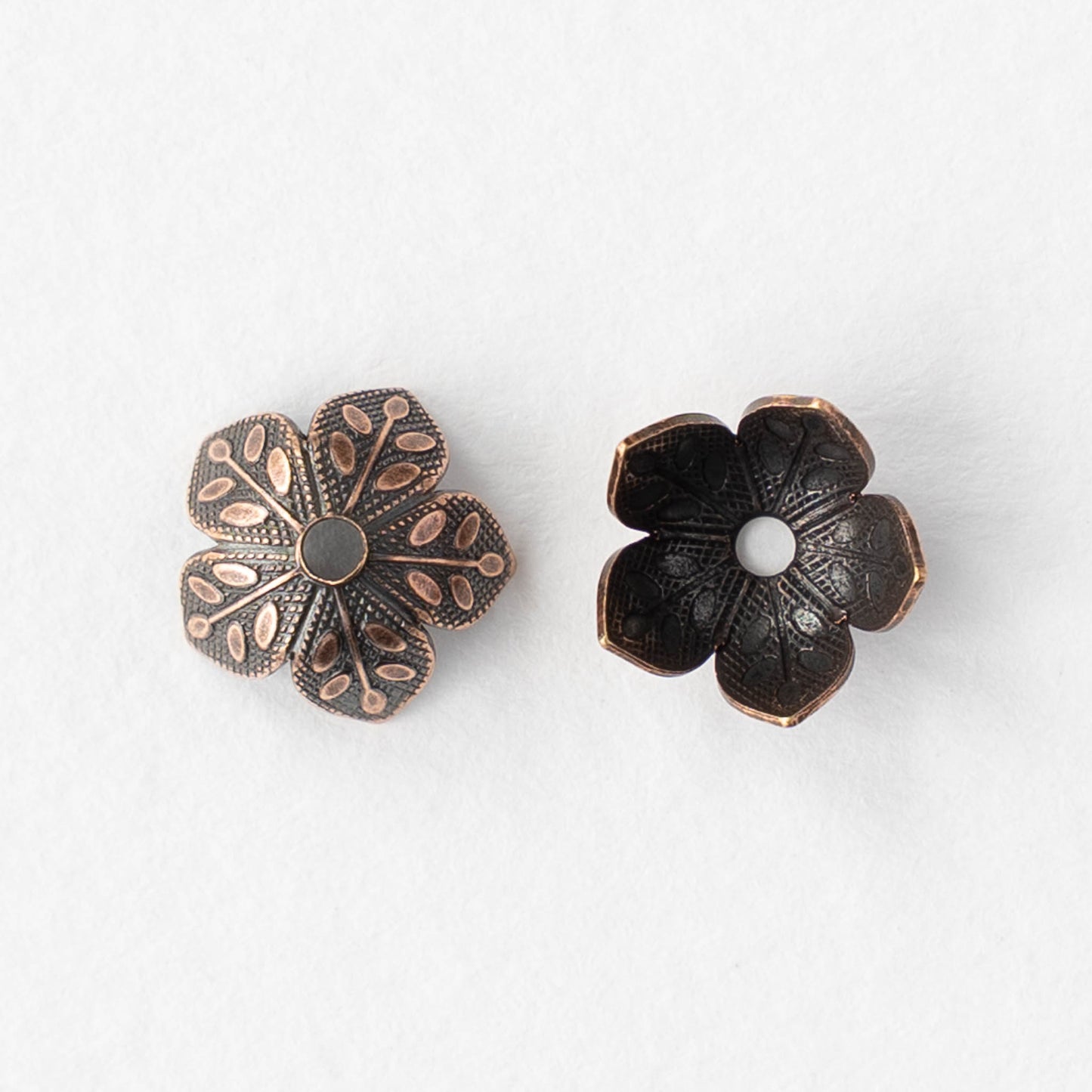 5x9mm Flower Bead Caps - Copper - 2, 6, or 12 beads