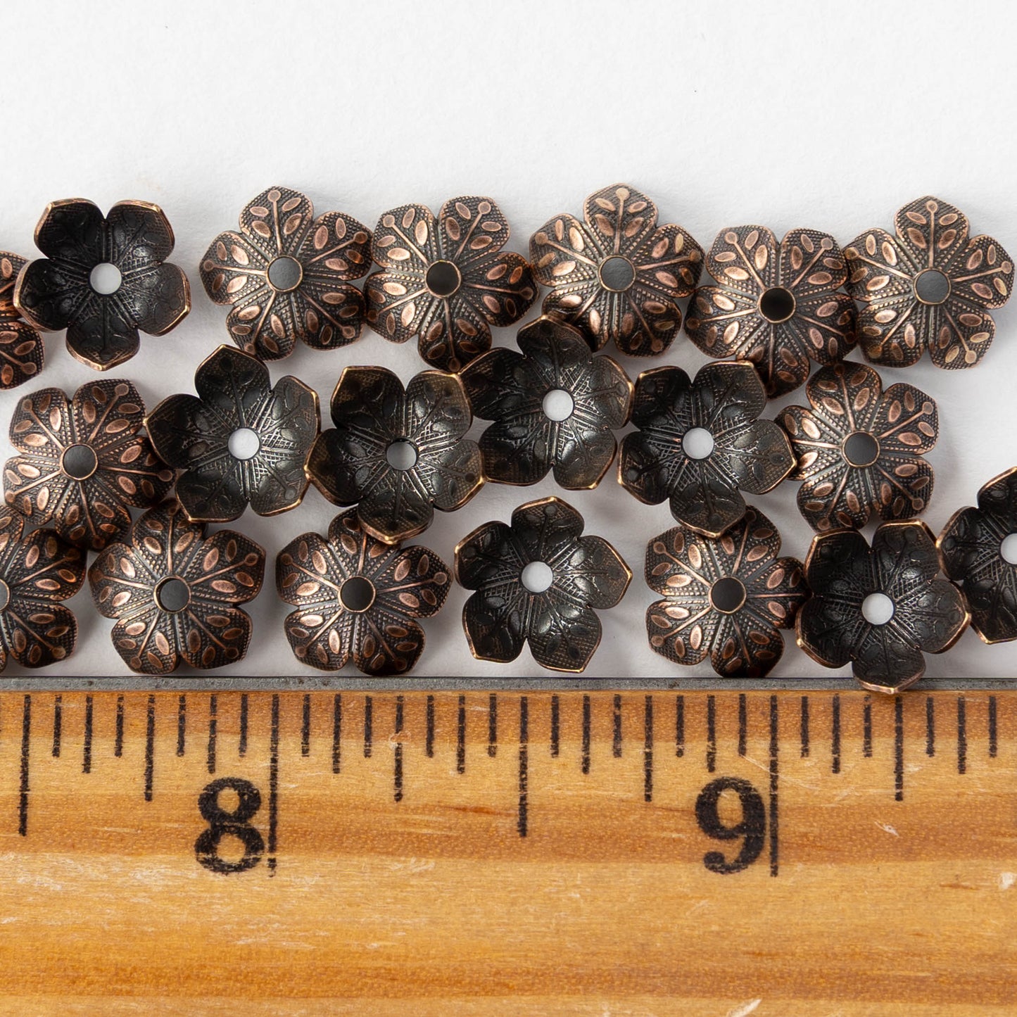 5x9mm Flower Bead Caps - Copper - 2, 6, or 12 beads