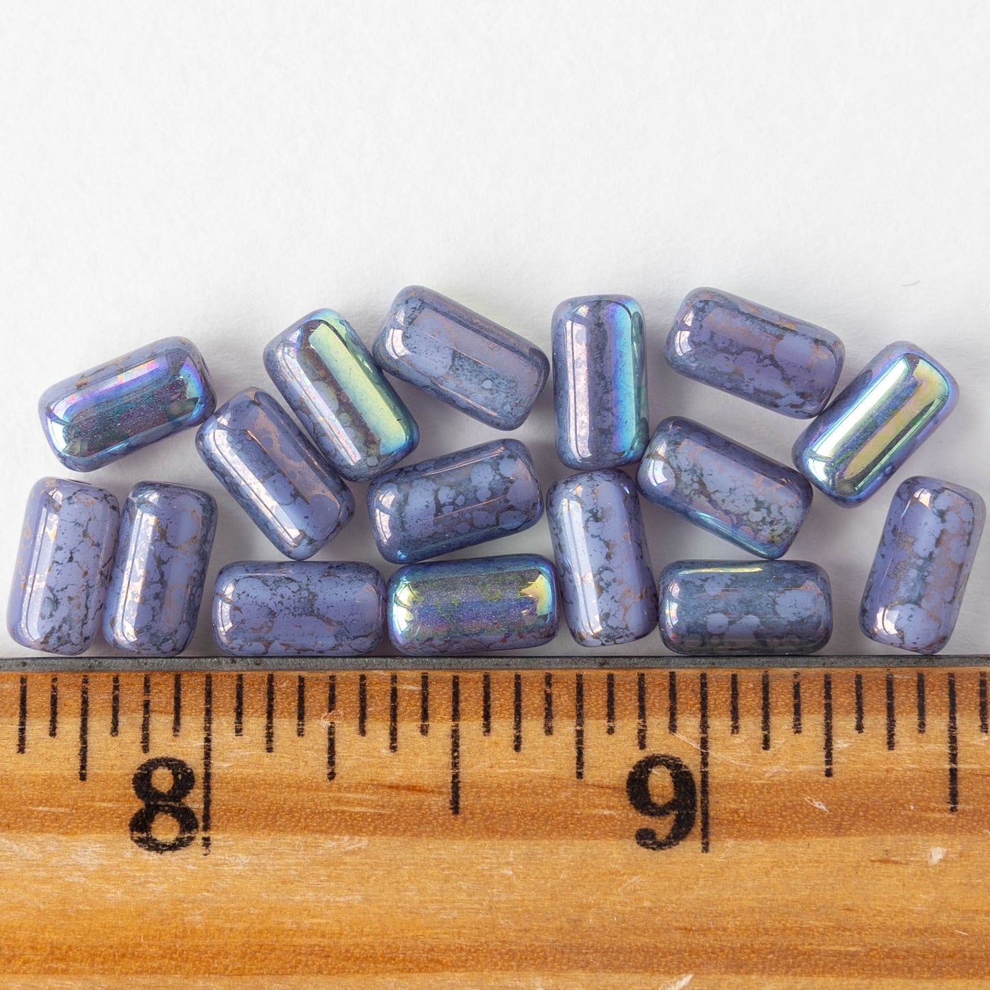 9x5mm Glass Tube Beads - Light Lavender Silver AB - 16 beads