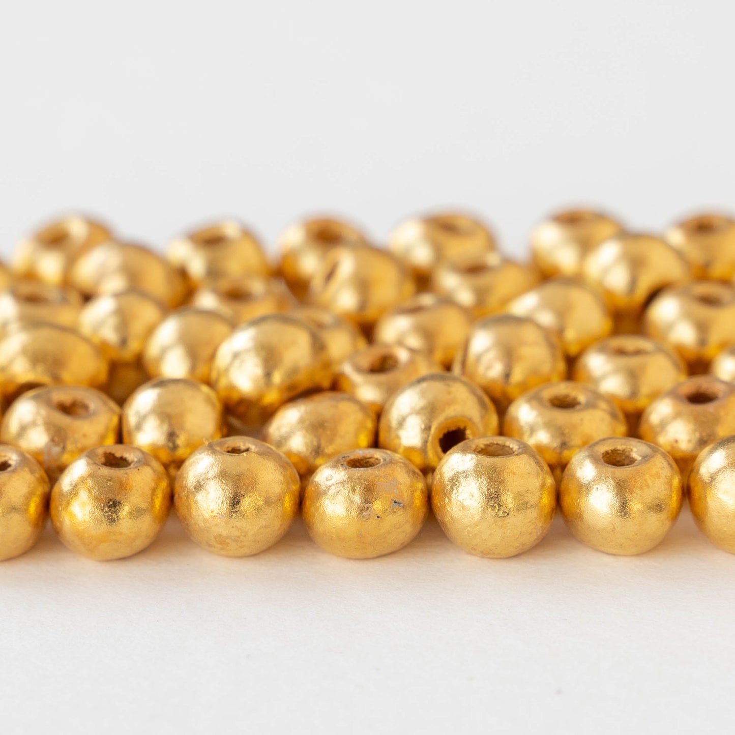 6-7mm 24K Gold Coated Ceramic Round Beads - Gold - 10 or 30