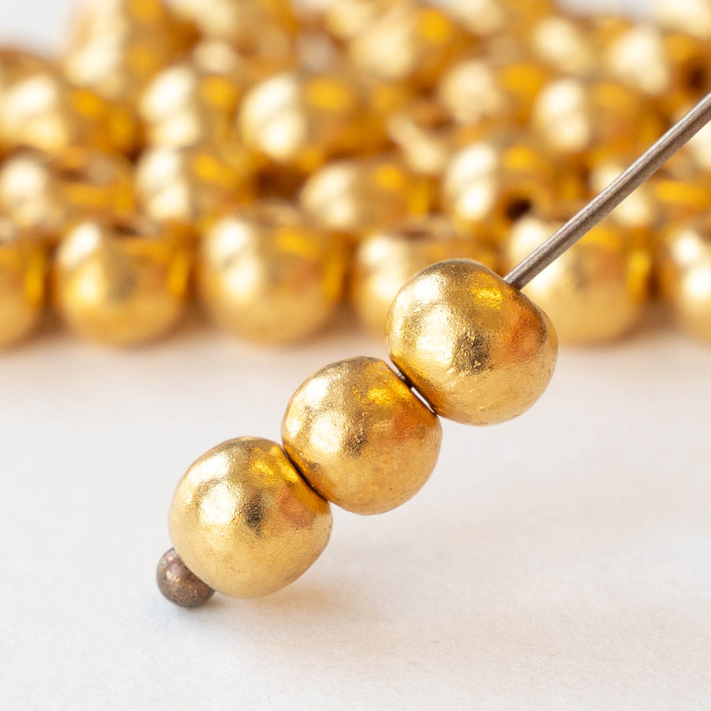 6-7mm 24K Gold Coated Ceramic Round Beads - Gold - 10 or 30