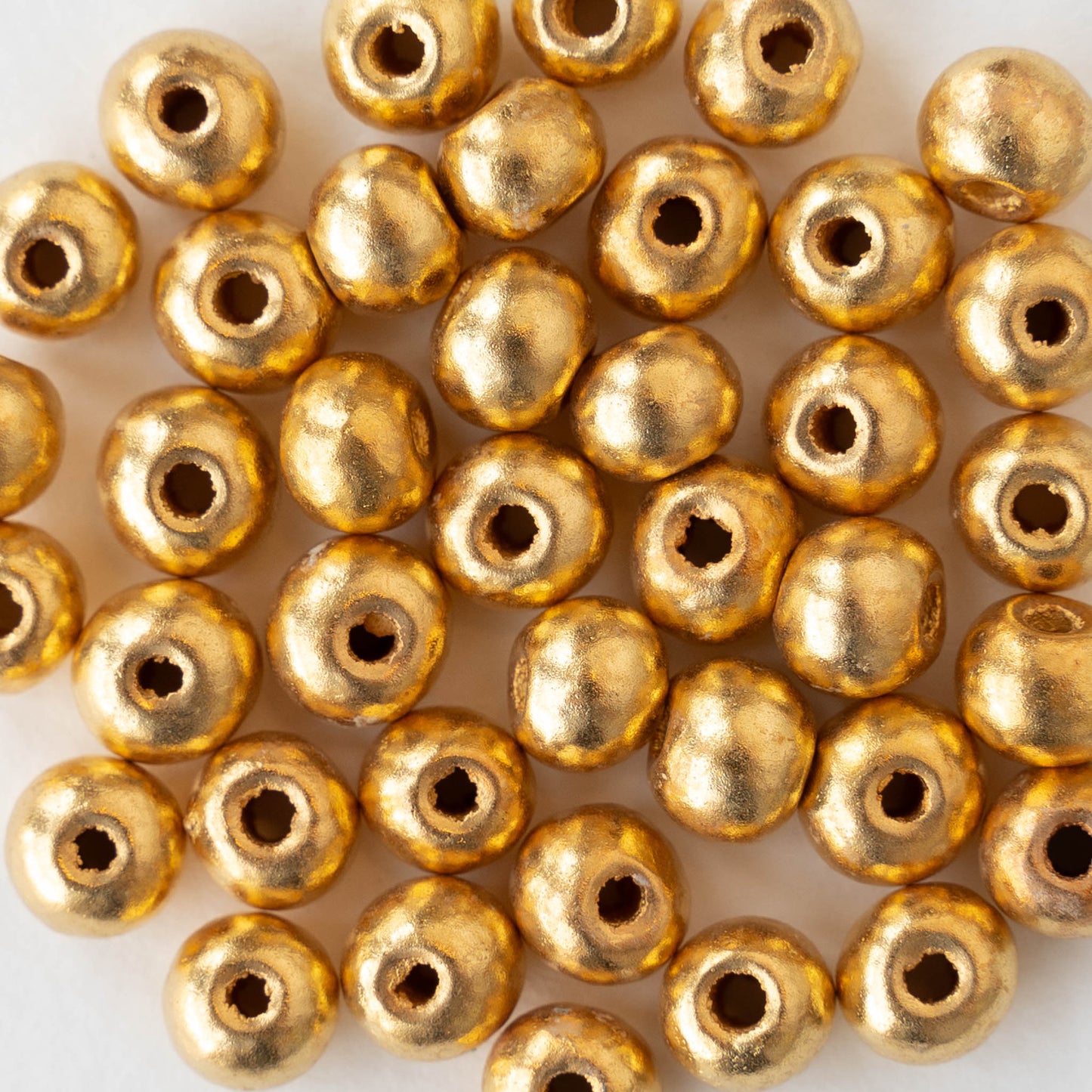 6-7mm 24K Gold Coated Ceramic Round Beads - Gold - 10 or 30