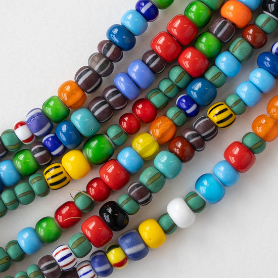 Large Seed Beads - Mixed Colors - 22 Inch Strand