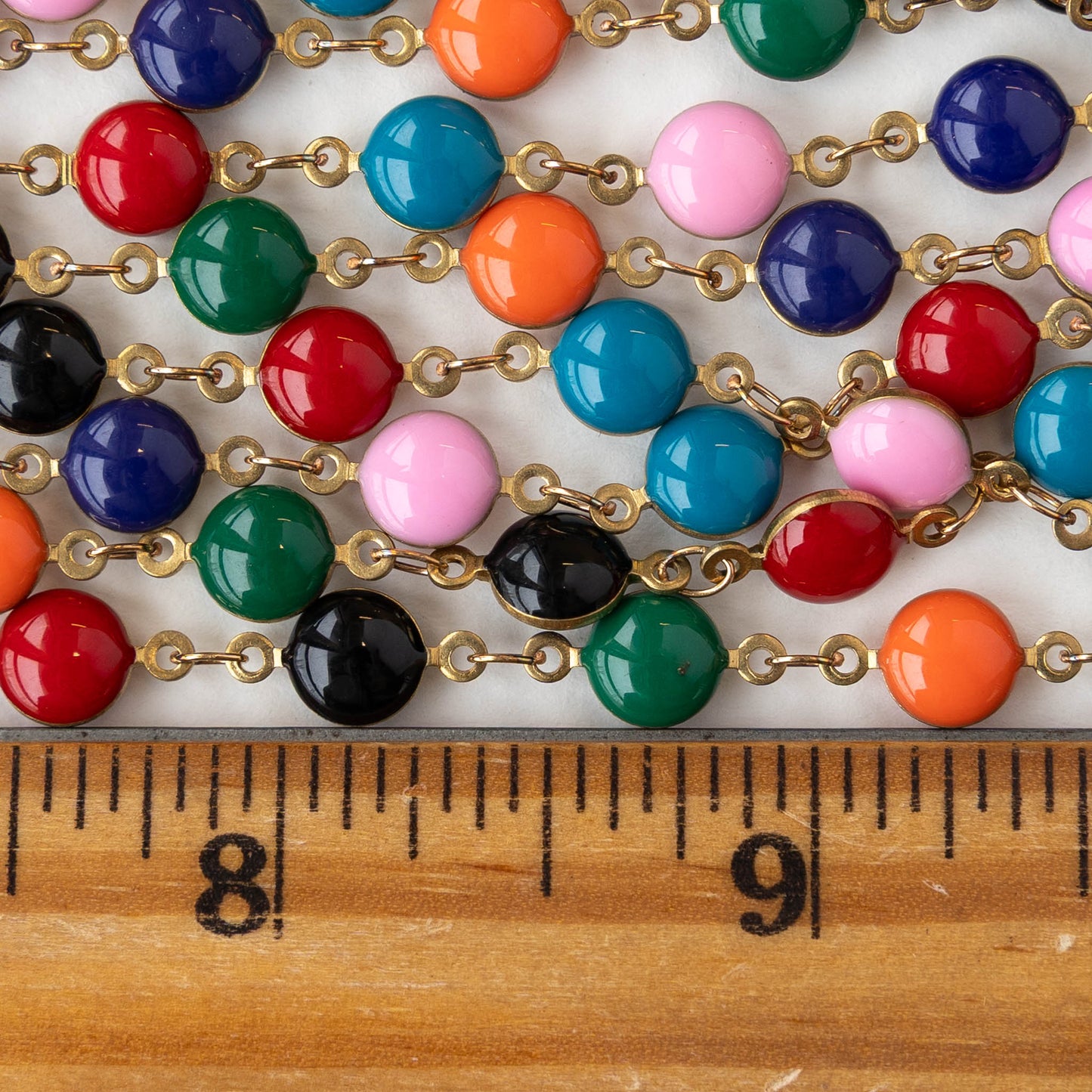 6.5mm Beaded Lentil Chain - Colorful Mix - Priced by the inch