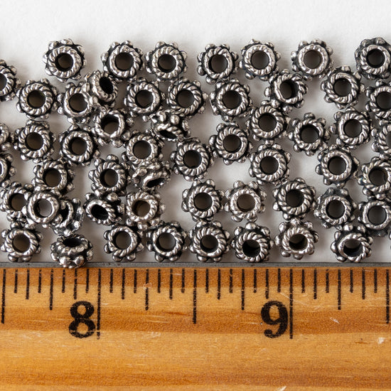 6.5mm Mykonos Metal Spacer Beads - Pewter - 10 or 30