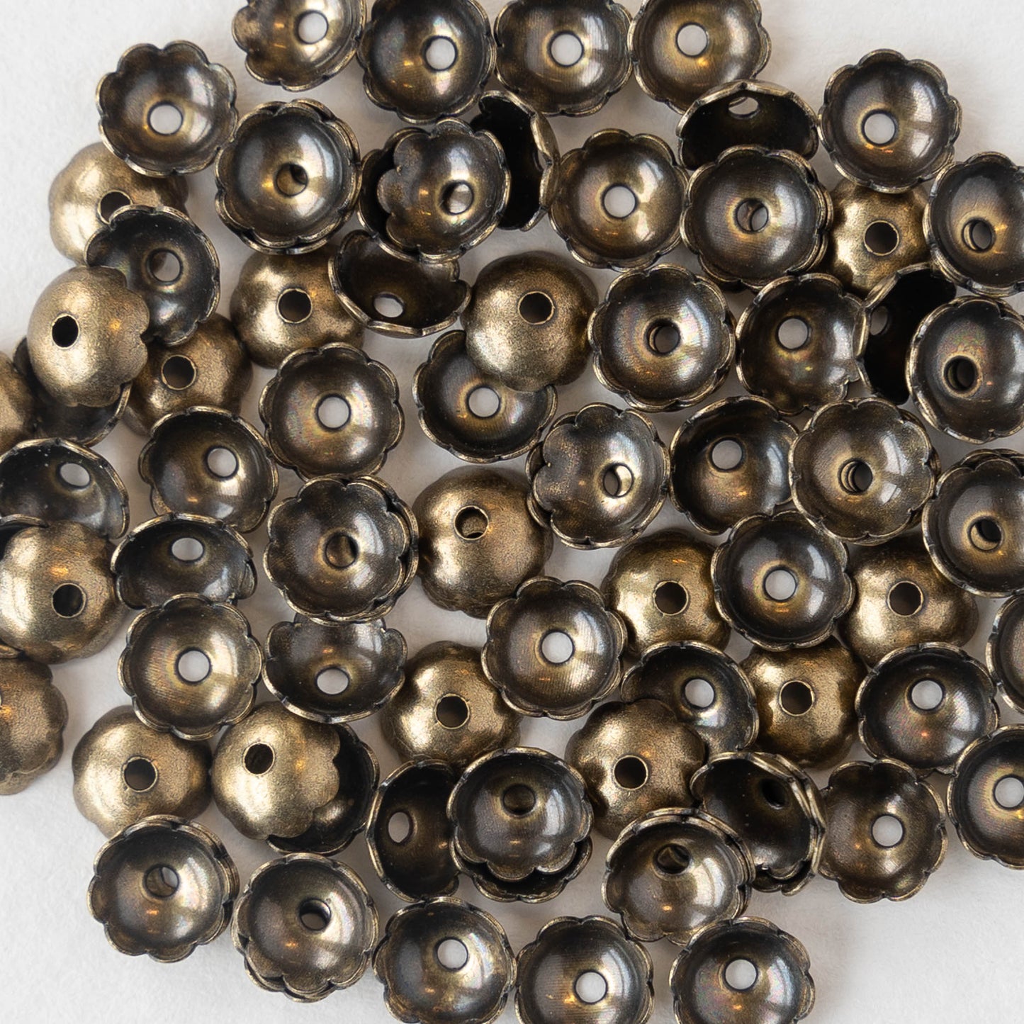 6mm Antiqued Brass Bead Caps - 20 Pieces