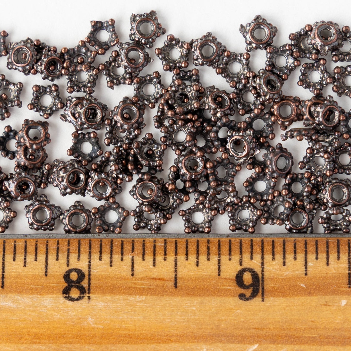 6mm Beaded Star Bead Cap - Antique Copper - 10 or 20 caps