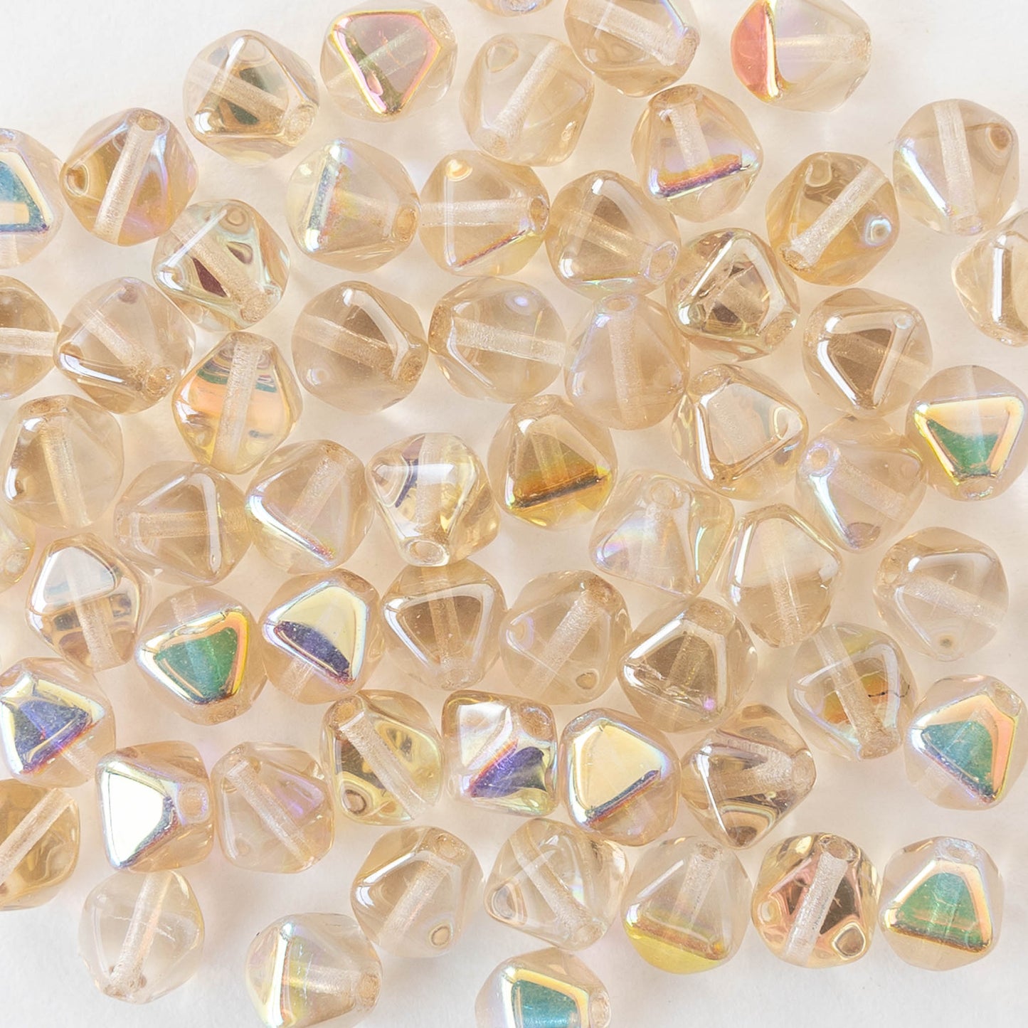 6mm Glass Bicone Beads - Crystal Lemon Rainbow - 50 Beads
