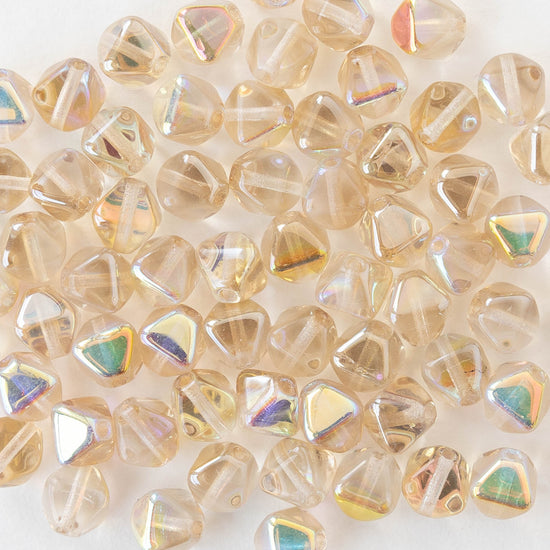 6mm Glass Bicone Beads - Crystal Lemon Rainbow - 50 Beads