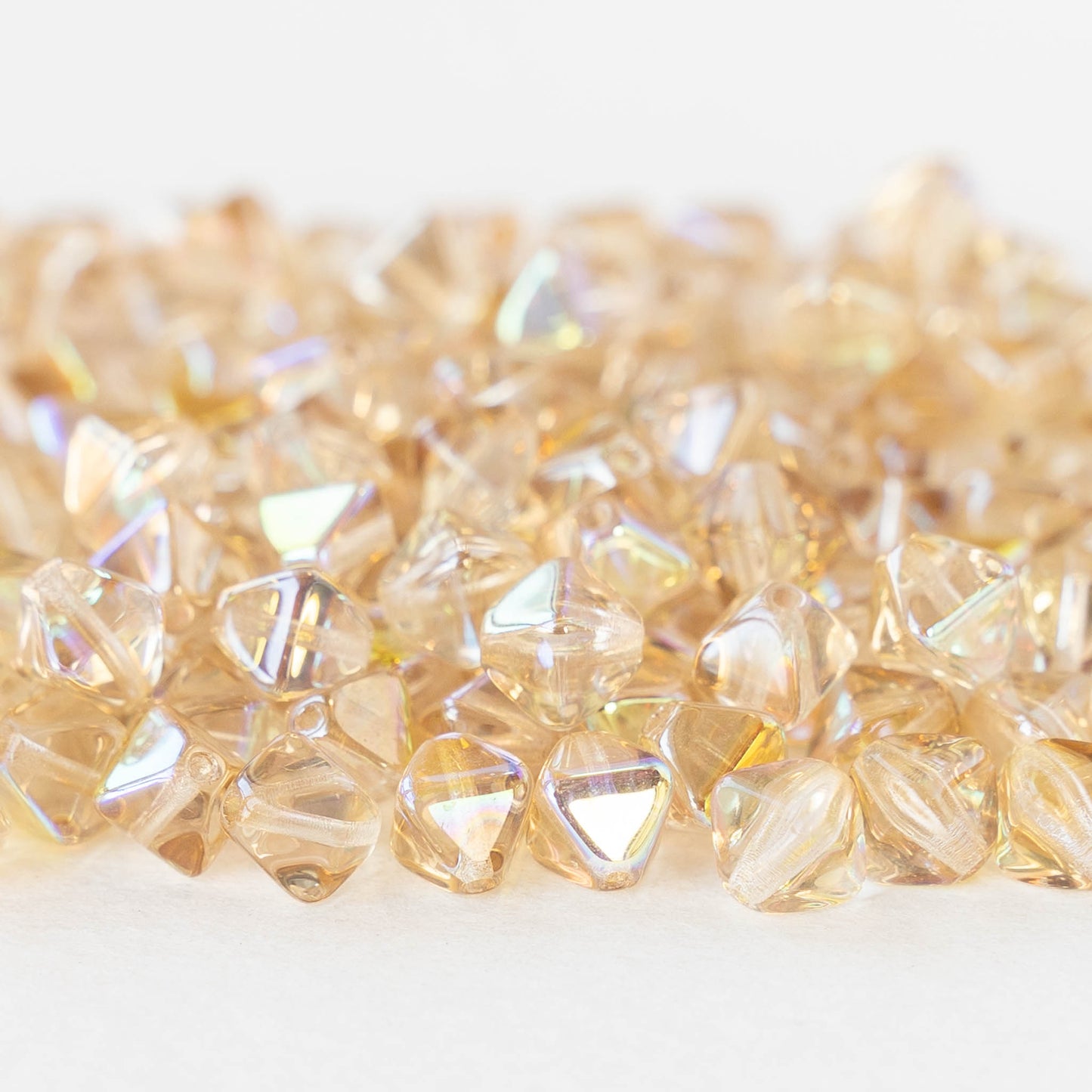 6mm Glass Bicone Beads - Crystal Lemon Rainbow - 50 Beads