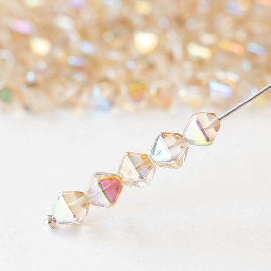6mm Glass Bicone Beads - Crystal Lemon Rainbow - 50 Beads