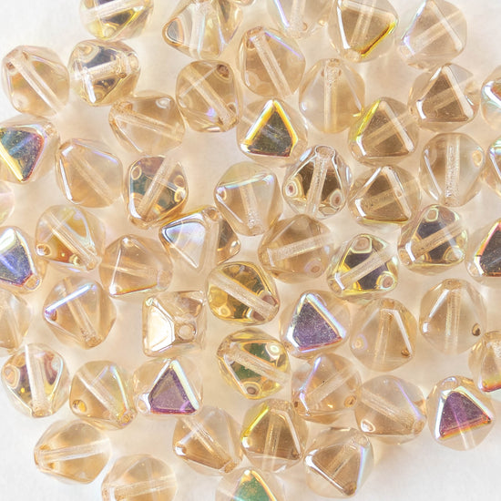 6mm Glass Bicone Beads - Crystal Lemon Rainbow - 50 Beads