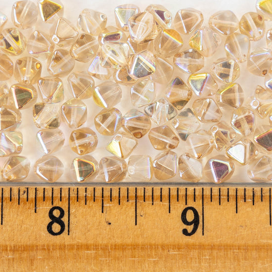 6mm Glass Bicone Beads - Crystal Lemon Rainbow - 50 Beads