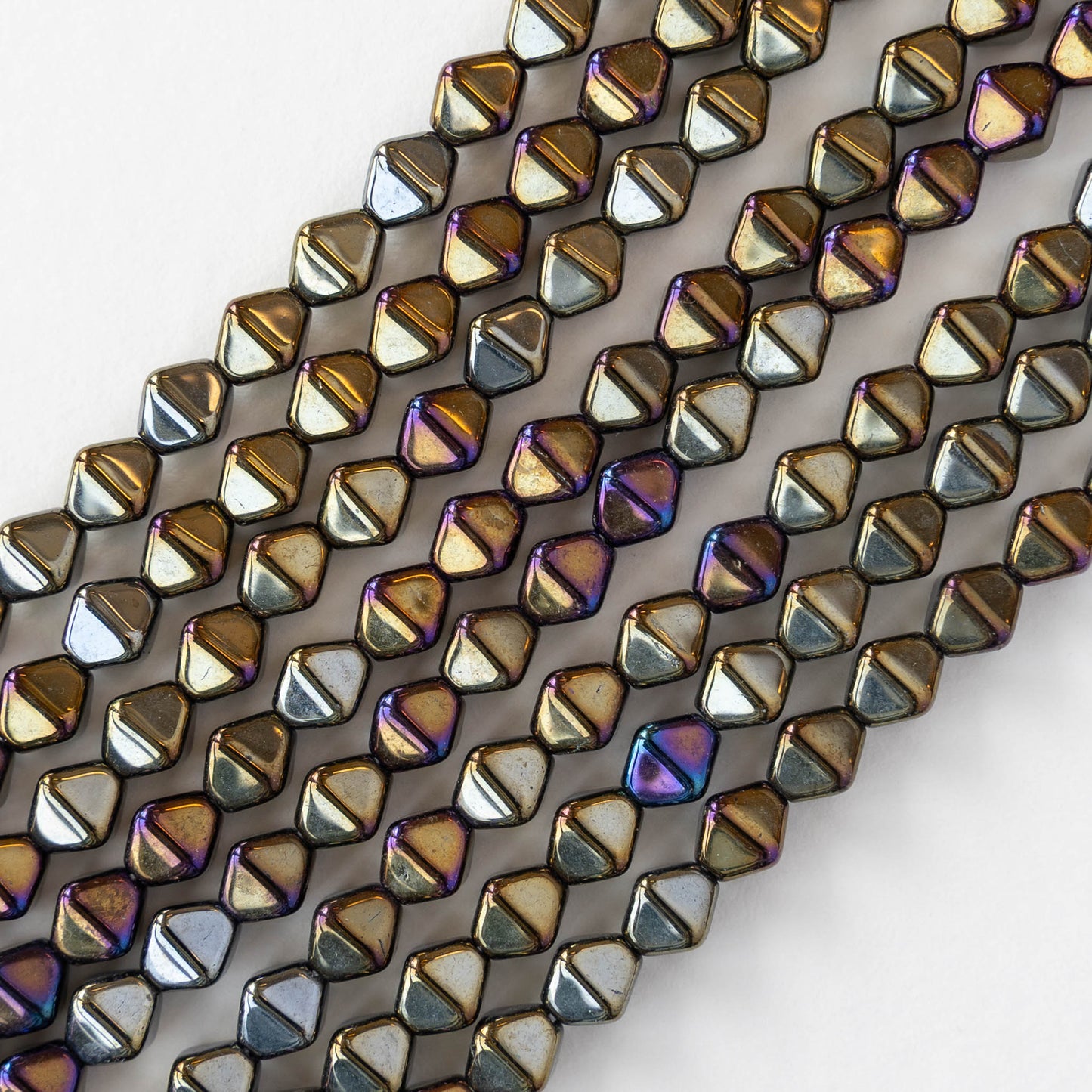 6mm Glass Bicone Beads - Gold Iris - 25 or 50 Beads