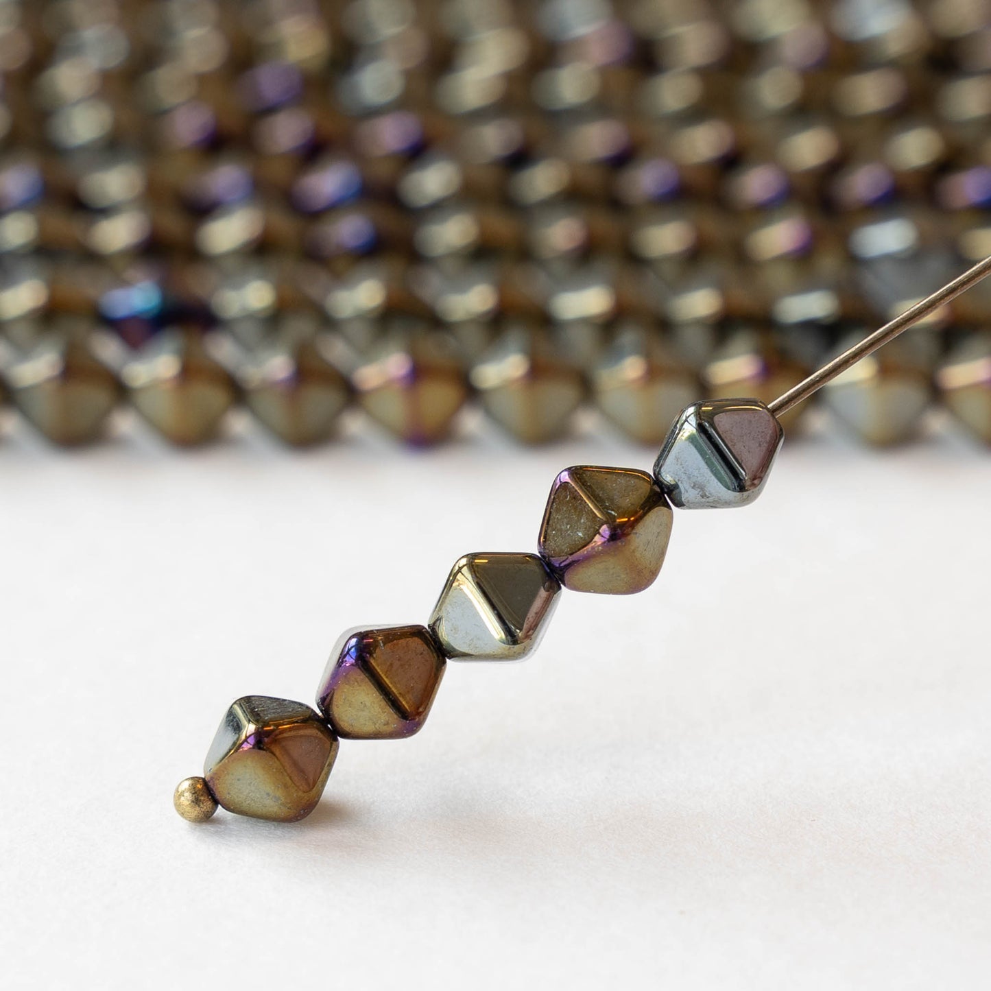 6mm Glass Bicone Beads - Gold Iris - 25 or 50 Beads