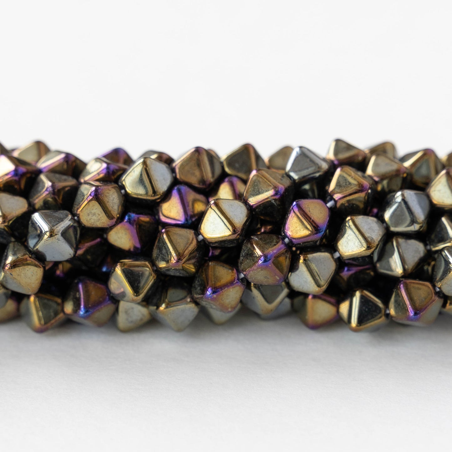 6mm Glass Bicone Beads - Gold Iris - 25 or 50 Beads