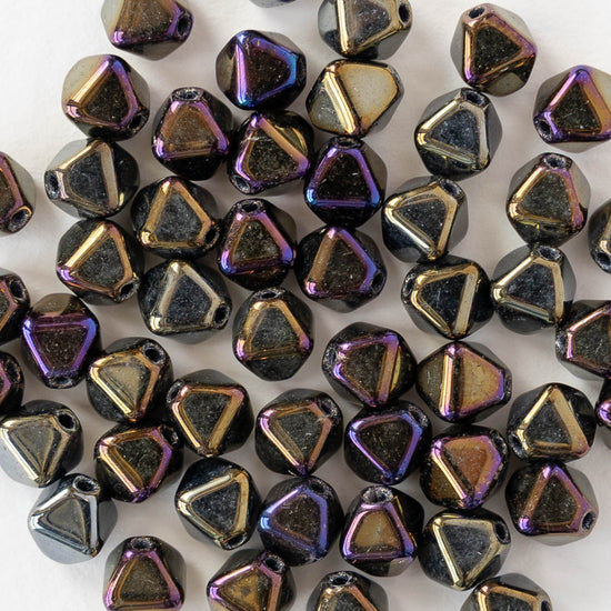 6mm Glass Bicone Beads - Gold Iris - 25 or 50 Beads