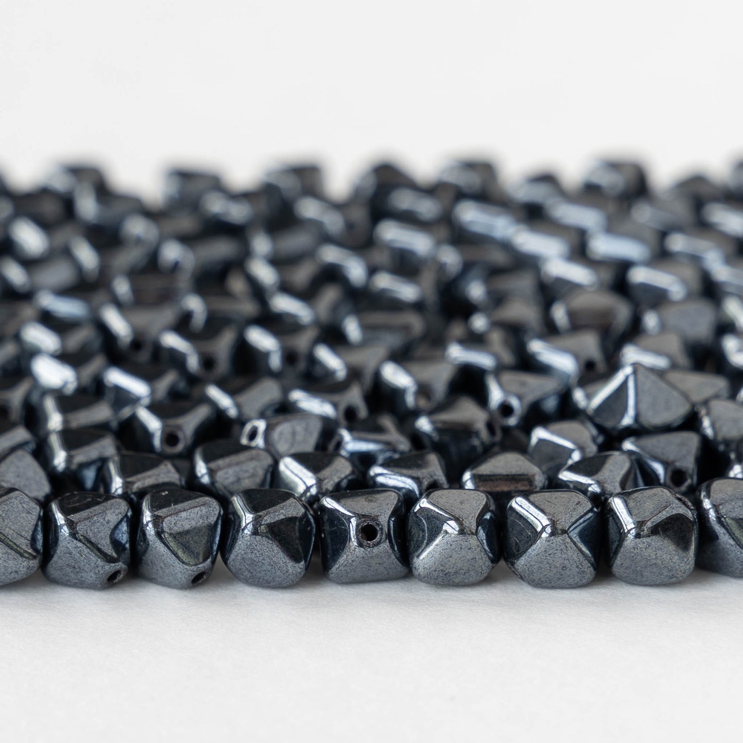 6mm Glass Bicone Beads - Jet Hematite - 75 beads