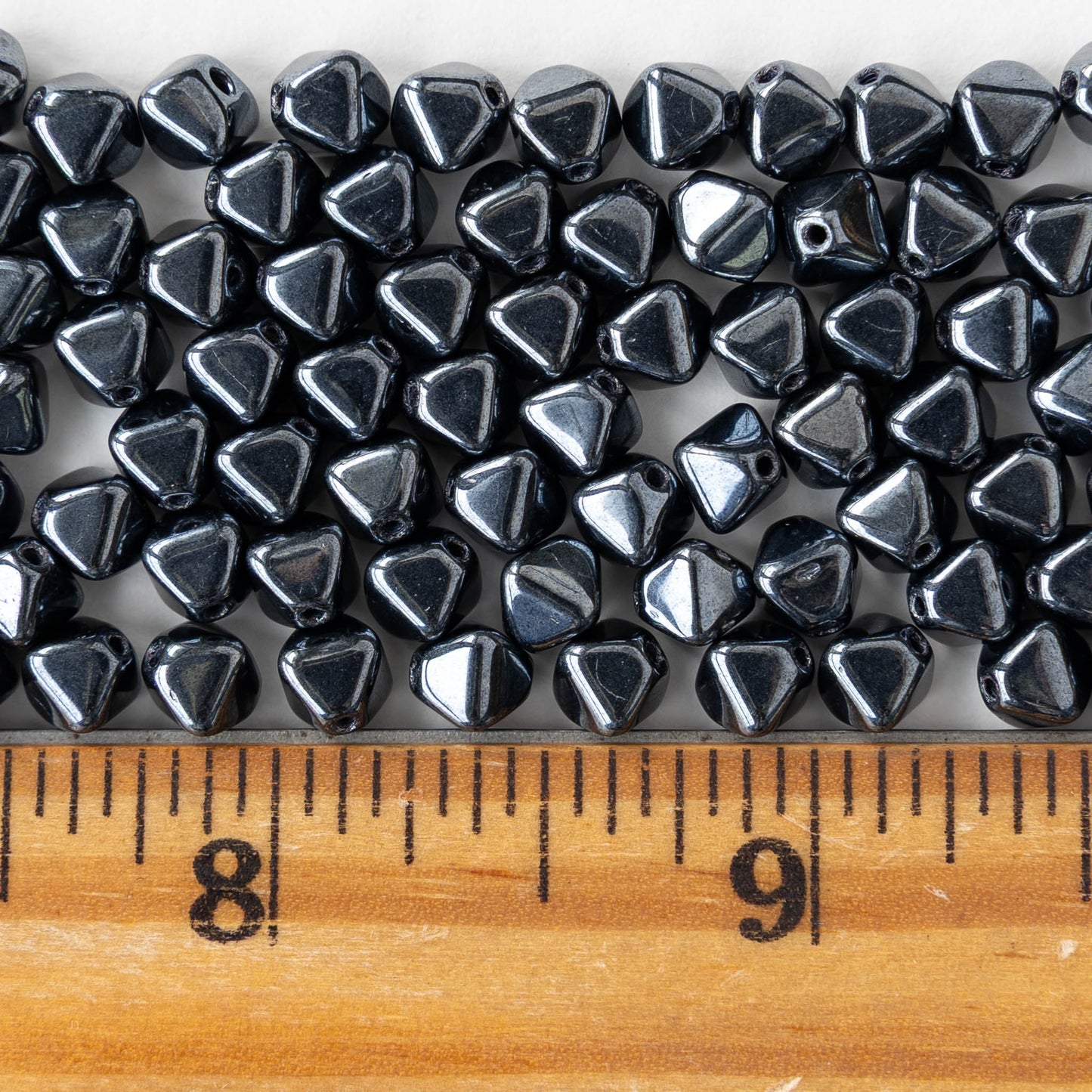 6mm Glass Bicone Beads - Jet Hematite - 75 beads