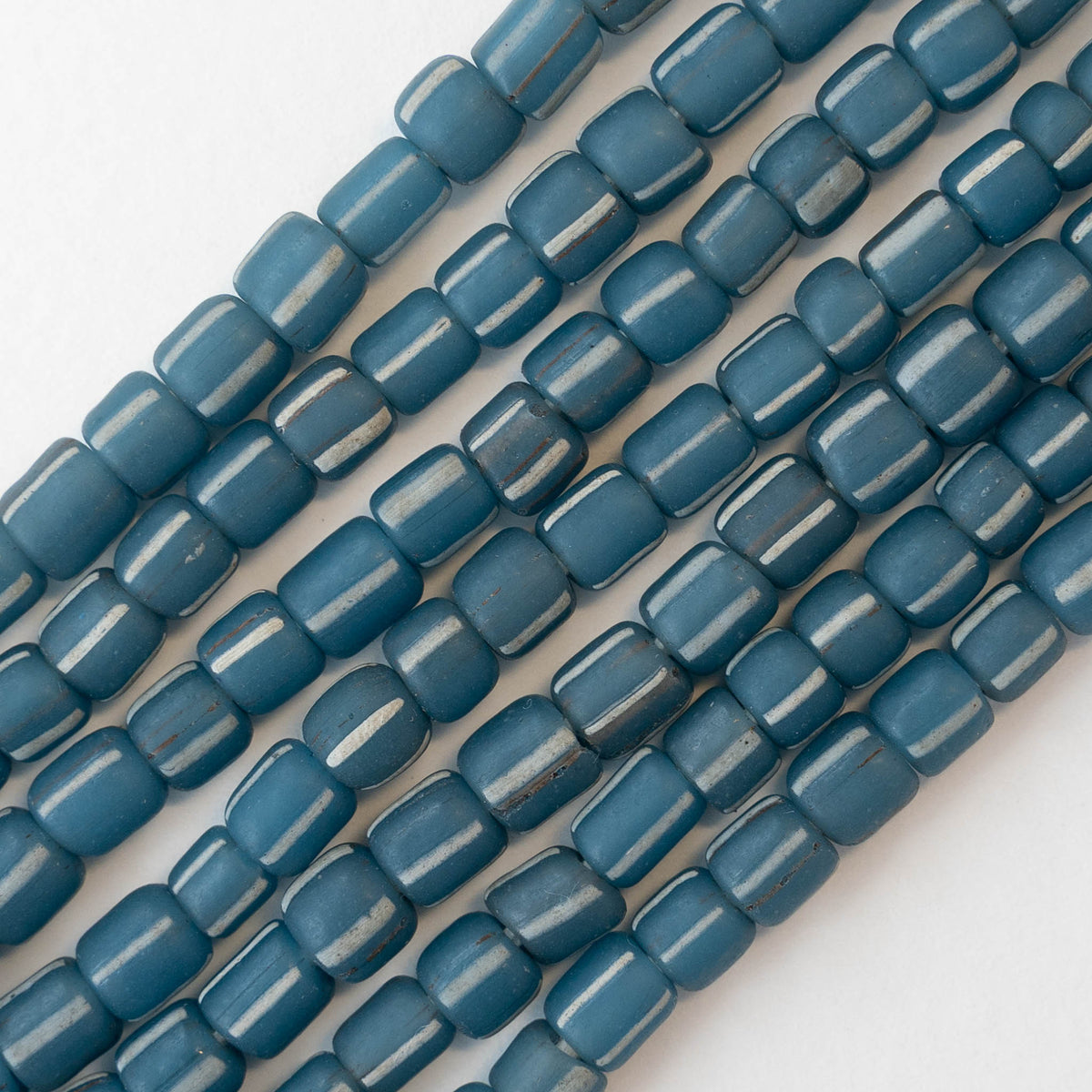 Java Blue Reeds Glass Java Beads - Blue with Stripes - Whole or Half Strand ...