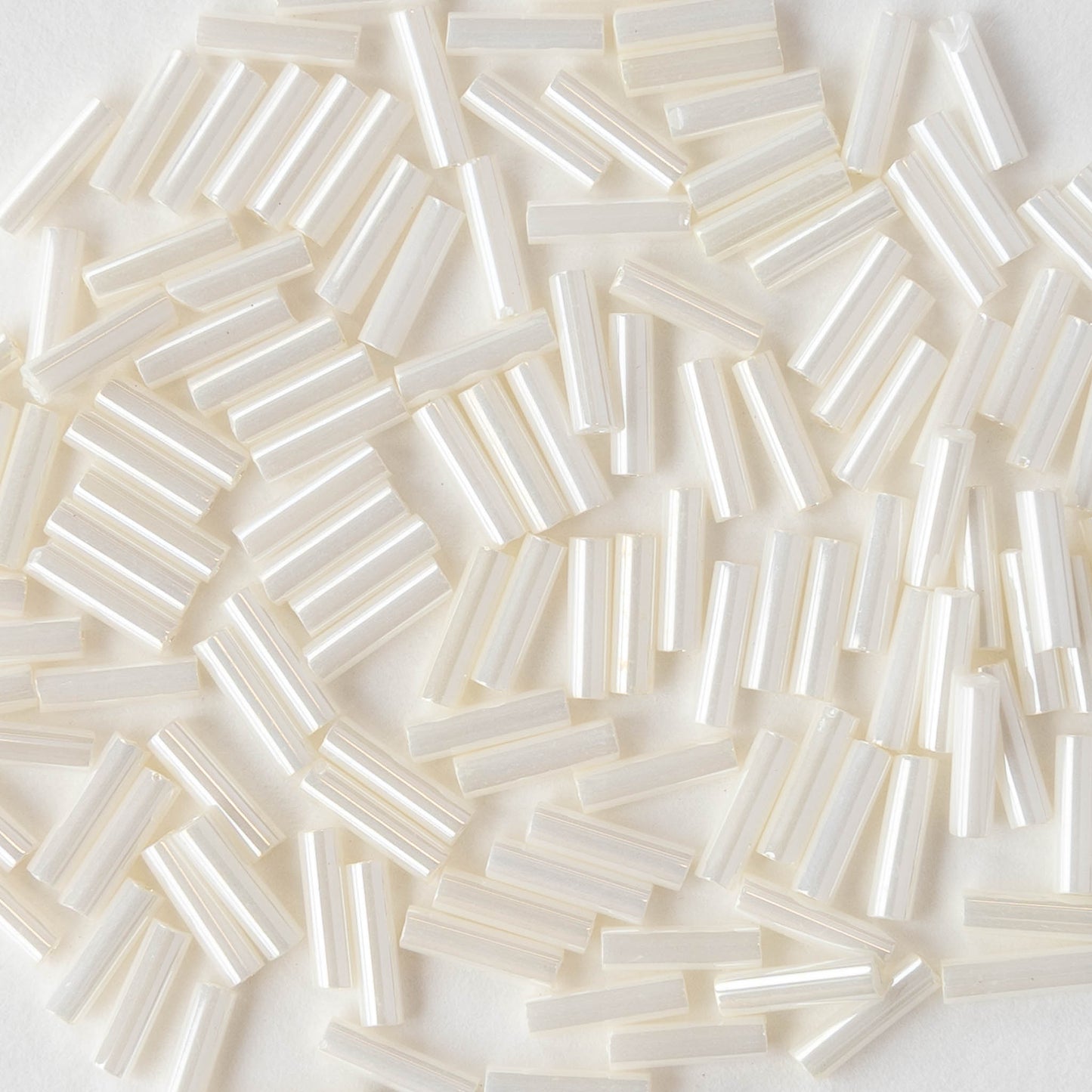 6mm Glass Bugle Beads - Cream Ceylon - 20 grams