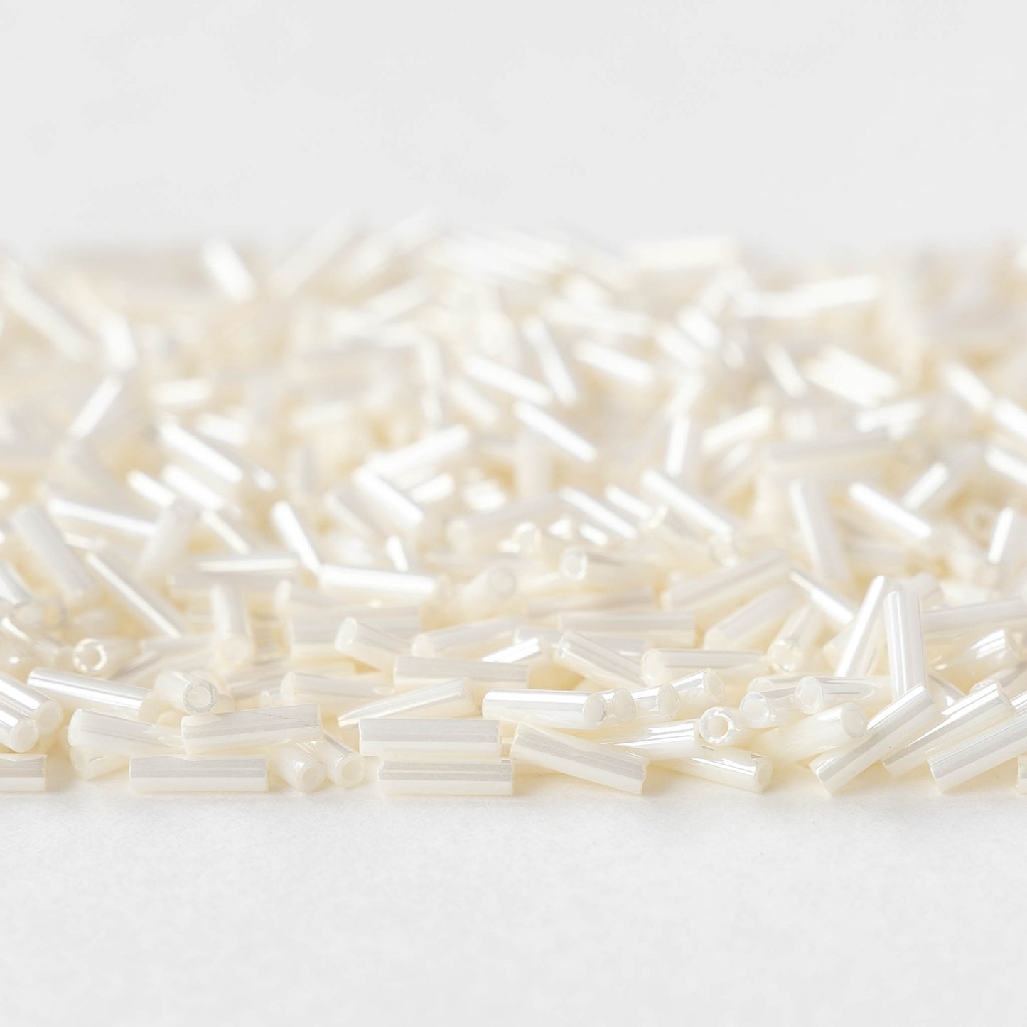 6mm Glass Bugle Beads - Cream Ceylon - 20 grams