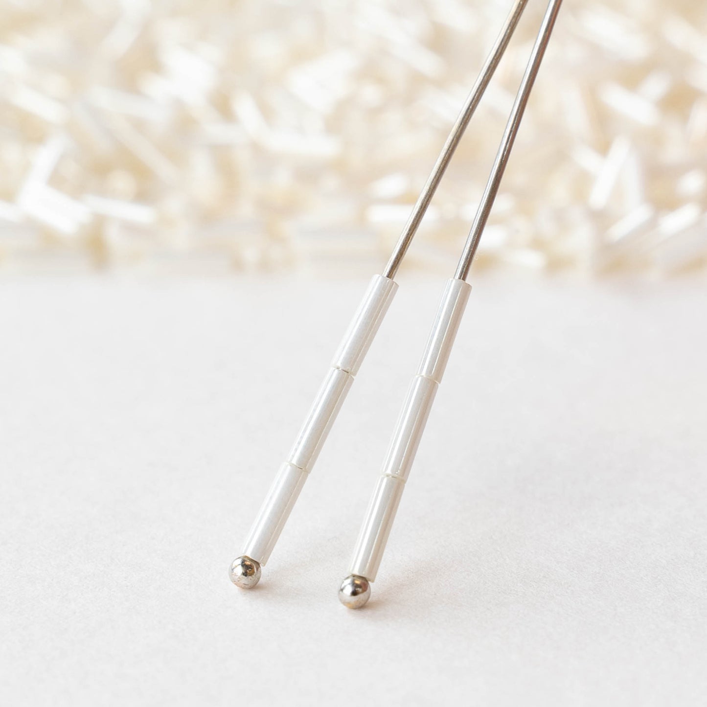 6mm Glass Bugle Beads - Cream Ceylon - 20 grams