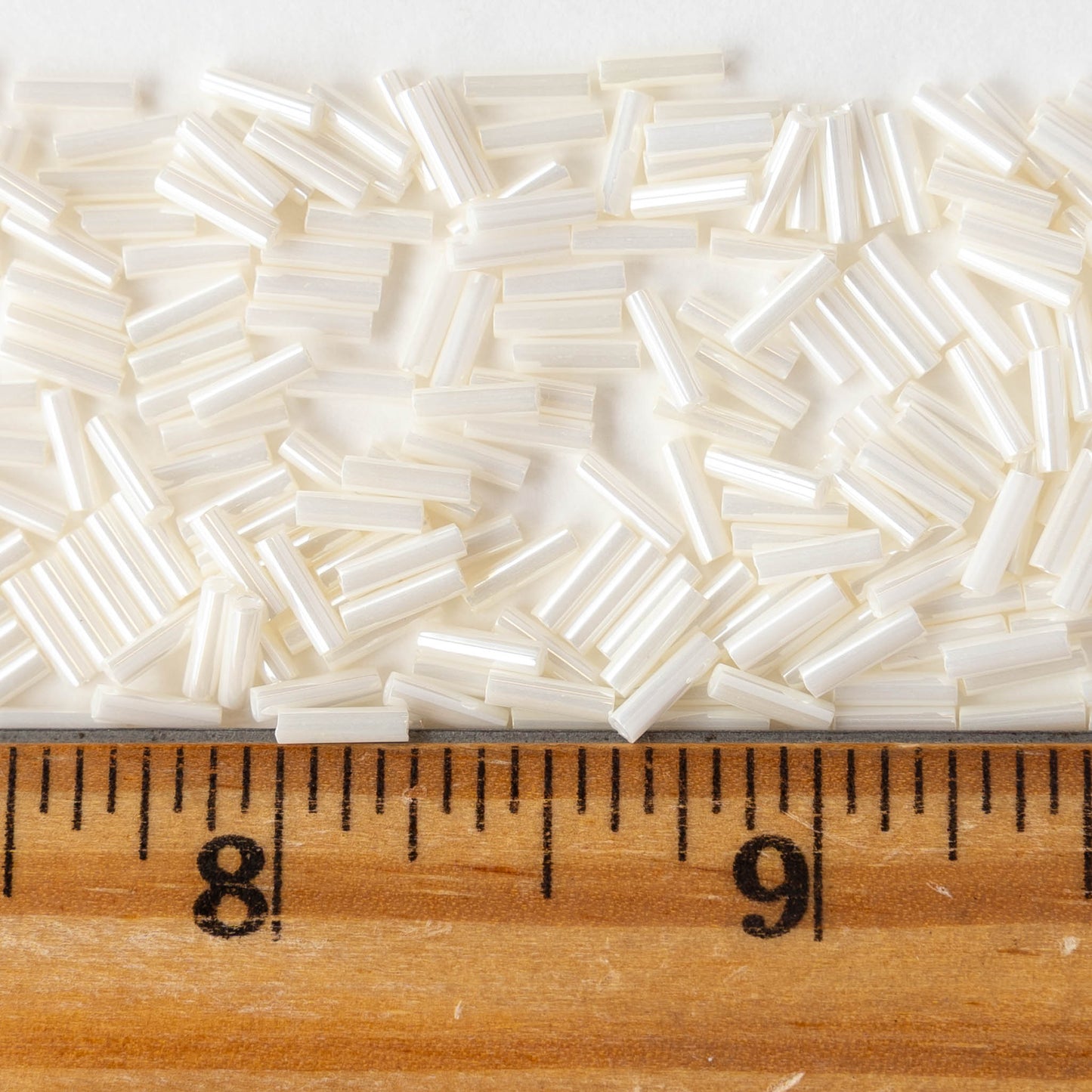 6mm Glass Bugle Beads - Cream Ceylon - 20 grams
