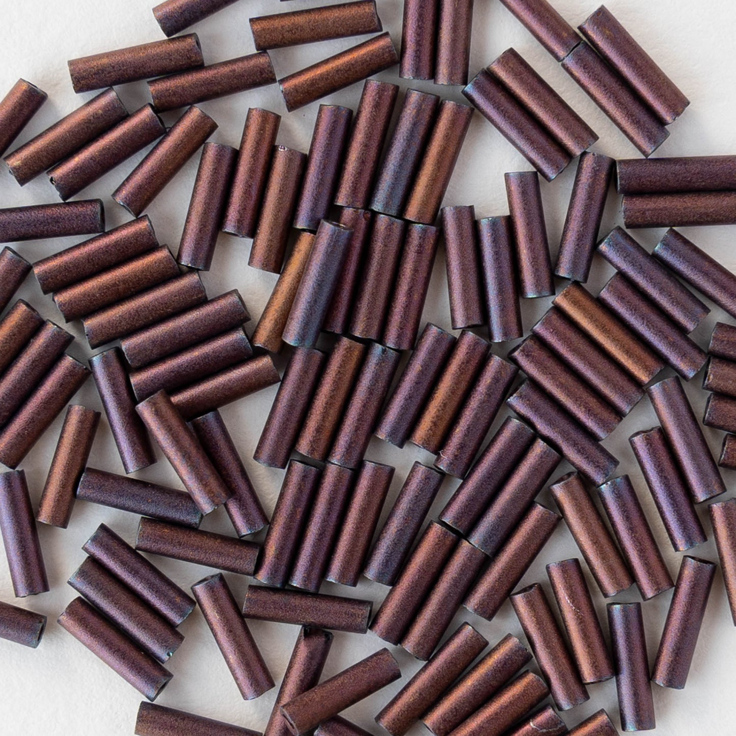 6mm Glass Bugle Beads - Matte Metallic Copper - 5 grams