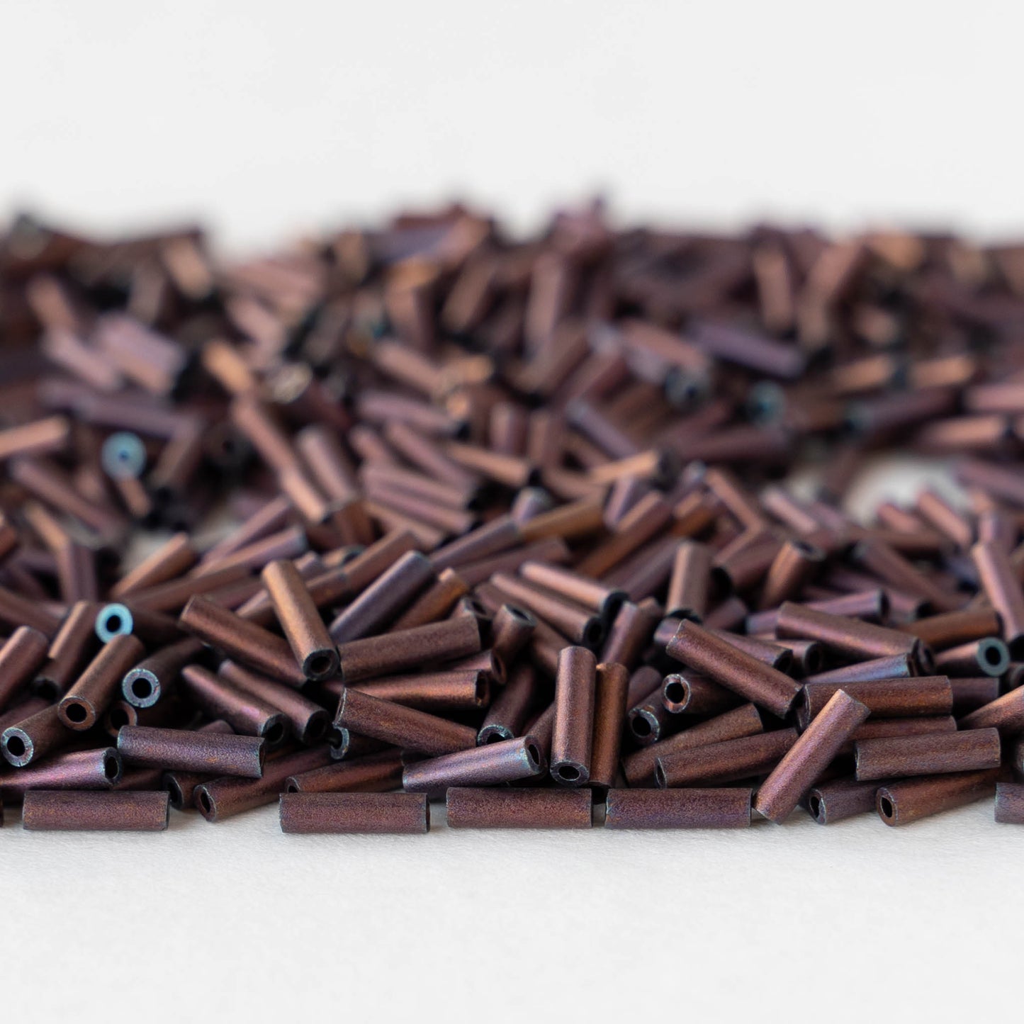 6mm Glass Bugle Beads - Matte Metallic Copper - 5 grams