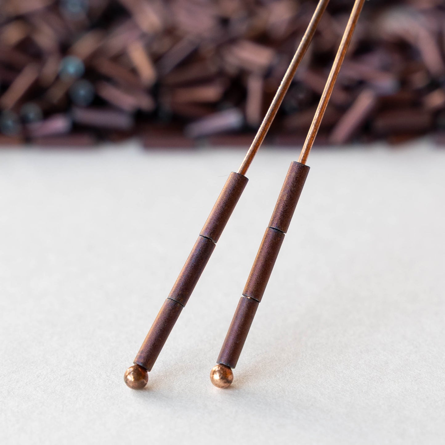 6mm Glass Bugle Beads - Matte Metallic Copper - 5 grams